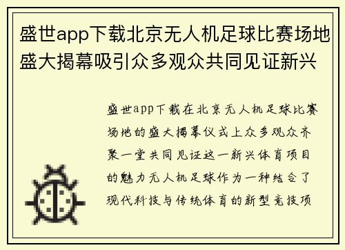 盛世app下载北京无人机足球比赛场地盛大揭幕吸引众多观众共同见证新兴体育项目的魅力